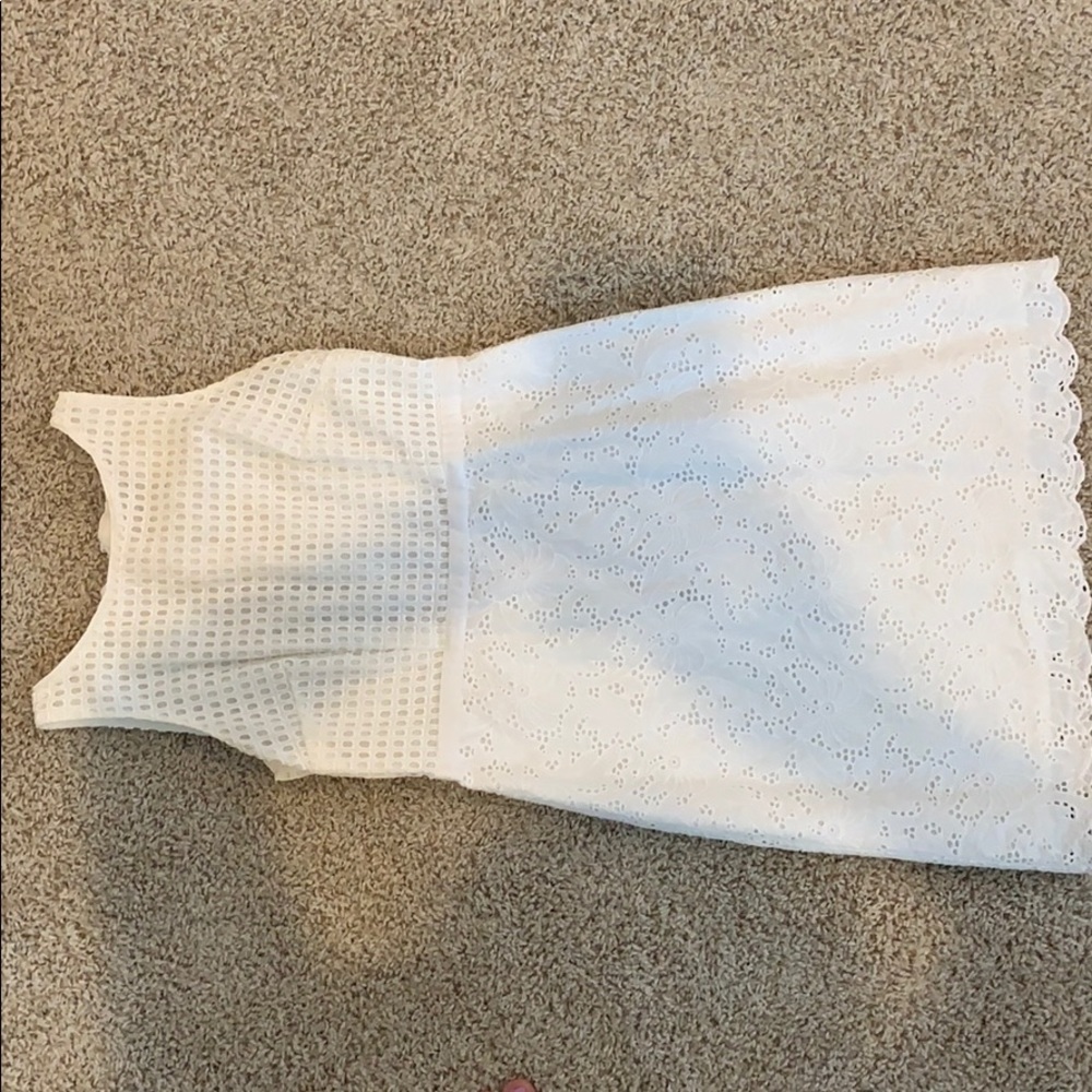 White loft eyelet scallop dress petite